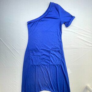 One Shoulder Women's Royal Blue Irreg Jumpsuit-Small